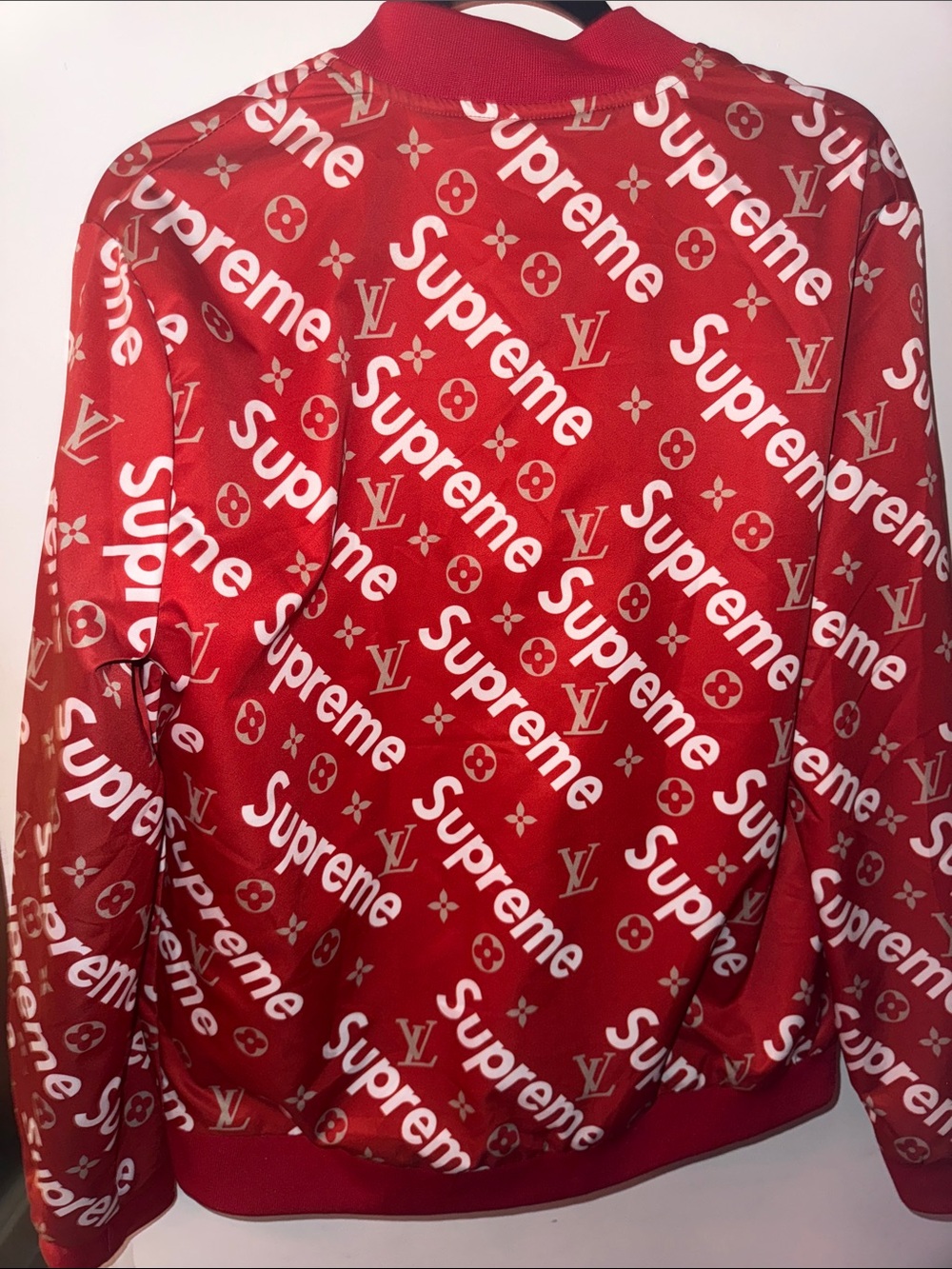 LV x Supreme Red Logo Bomber Jacket